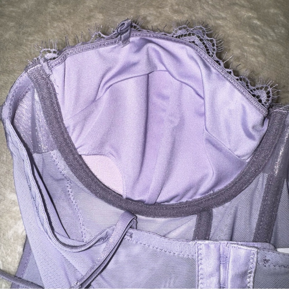 NWT Garage Purple Chrishell Lace Mesh Bustier - Picture 13 of 16
